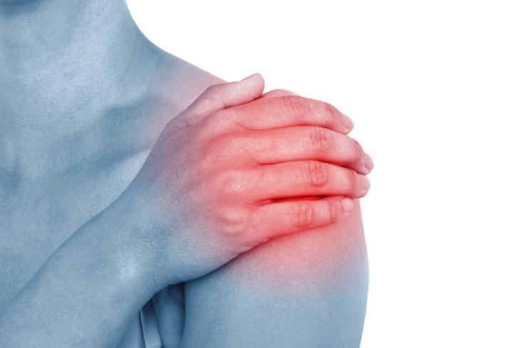Acute pain in a woman shoulder.